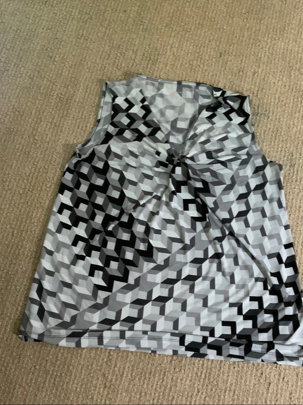 Sleeveless Geometric Print Tank Top - Black & Gray
